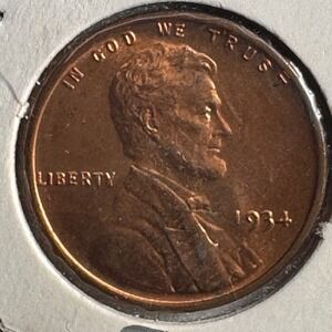 1934 Lincoln Wheat Cent Penny AU / BU UNC Philadelphia Mint Copper Coin 0142